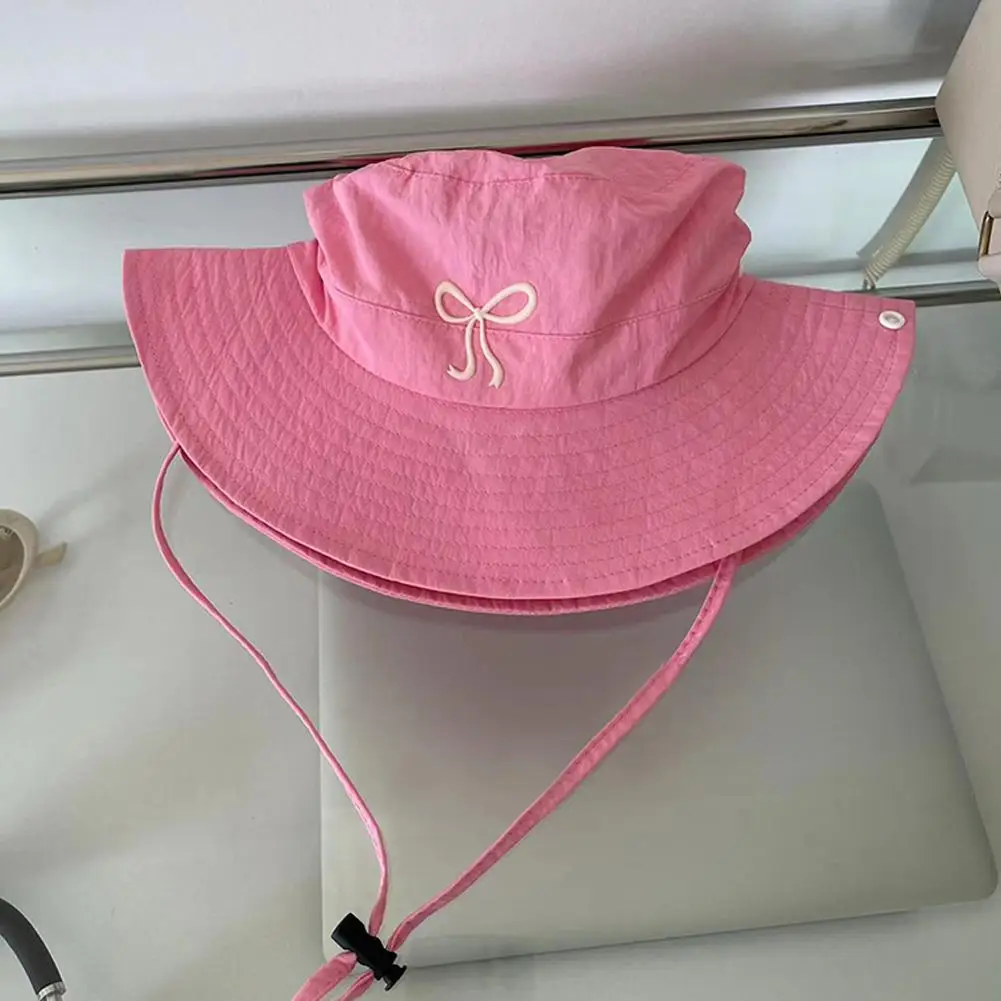 Summer Fisherman Hat For Women Girls Breathable Quick Drying Bucket Hat With Drawstring Outdoor Hiking Camping Sunscreen Cap