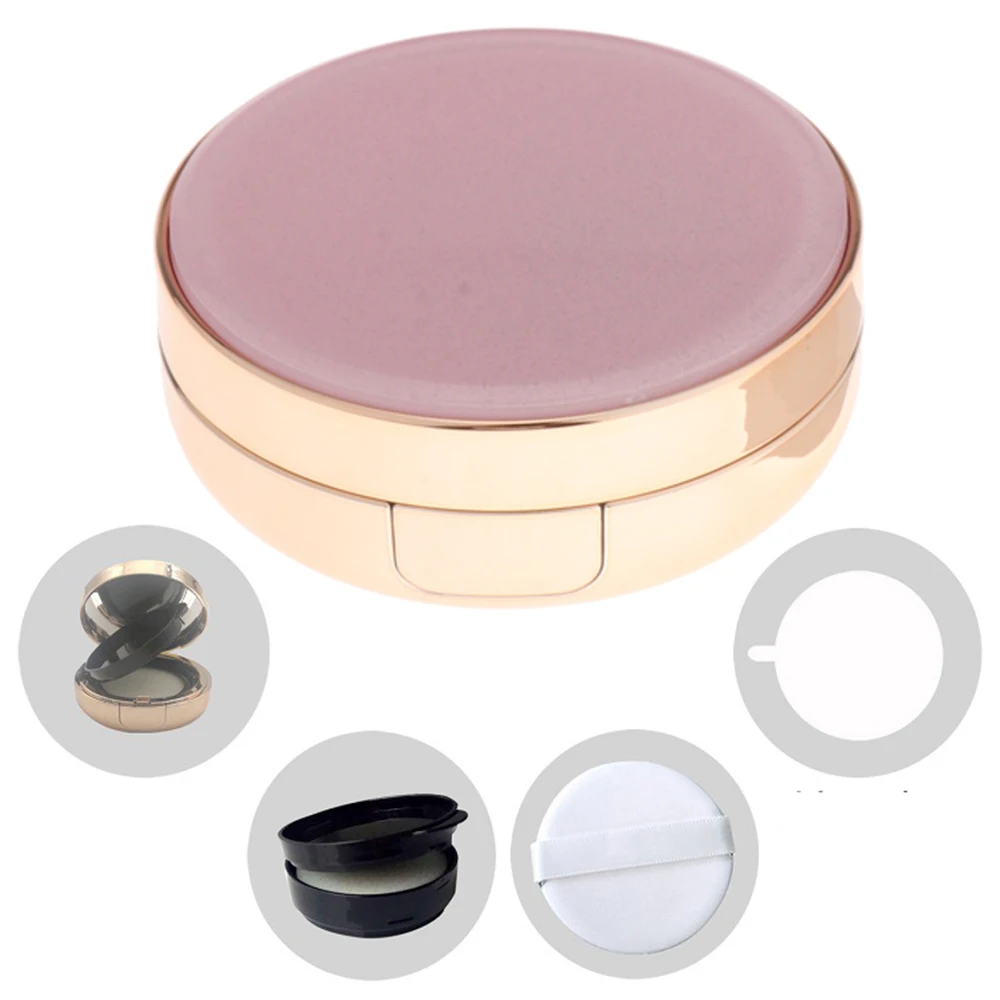 Powder Puff DIY Foundation Box Pink Empty Cosmetic Container Air Cushion Puff Box BB Cream Container Makeup Case With Mirror