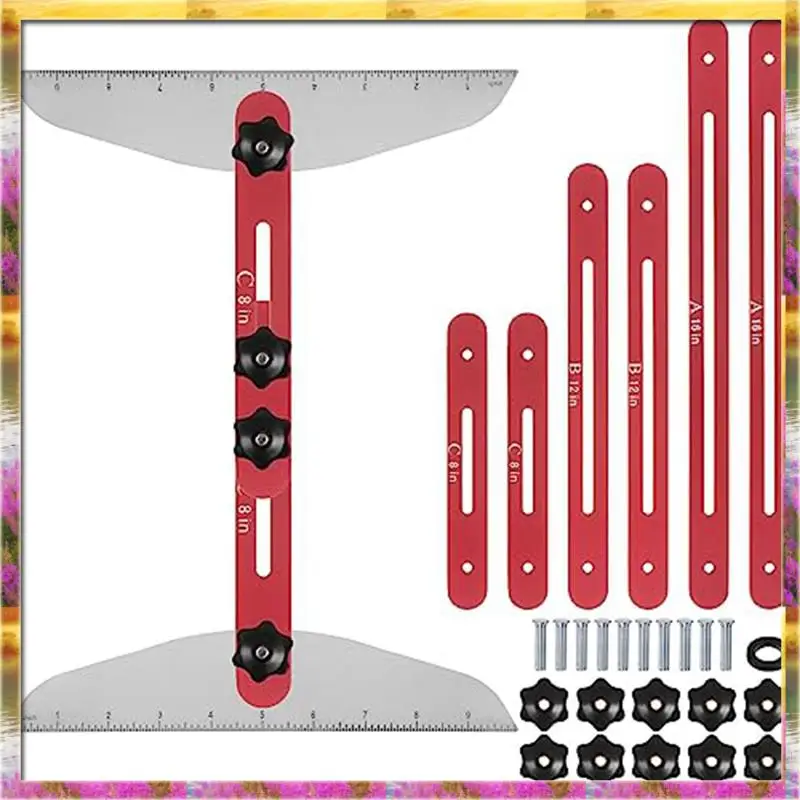 ABSU Stair Tread Template Tool 9Inch-54Inch Adjustable Length Stair Measuring Tool Jig For Stair Treads Suitable For Stairs Red
