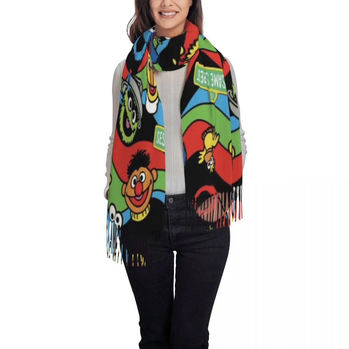 مخصص مطبوعة كوكي الوحش البرامج التلفزيونية وشاح النساء الرجال الشتاء الخريف الدافئة الأوشحة شالات يلتف #2