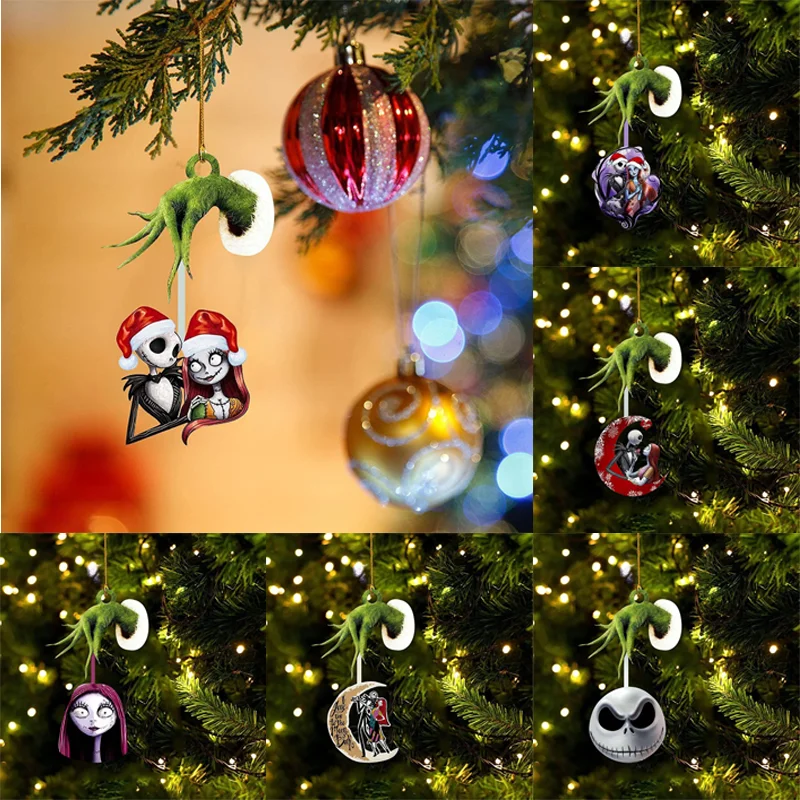 

The Nightmare Before Christmas Acrylic Pendants Christmas Tree Hanging Oranment Cartoon Car Decorations Home Crafts Gifts