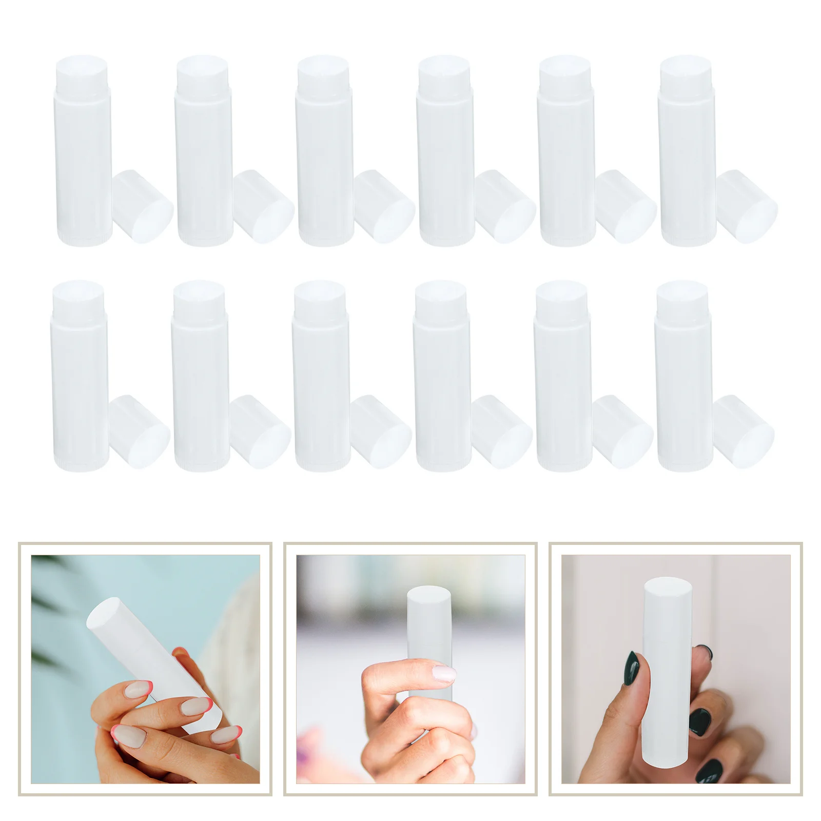 50個入り 空リップバームチューブ PP透明容器 白キャップ 50本入り 50個キャップ DIYリップスティック ワックス リップバーム容器チューブ