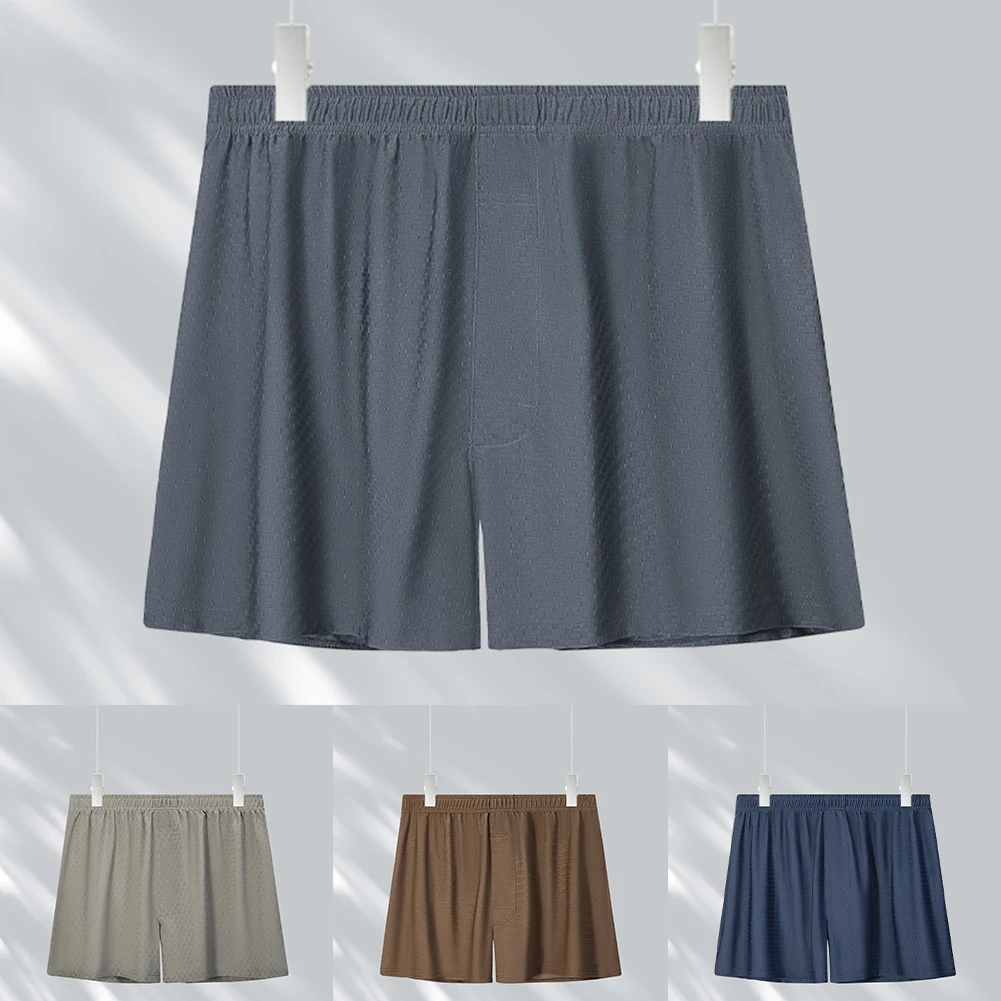 Elastic Waist Trunks Men Boxers Night Wear Daily Use Classic Style Flat Corner Design Lightweight Material For Daily Wear