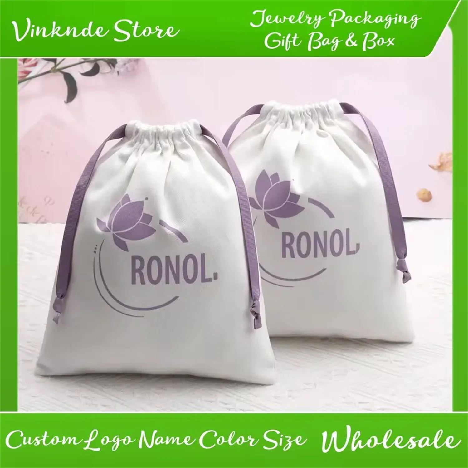 

Синие роскошные мягкие сумки для ювелирных изделий, хлопковая парусиновая сумка на шнурке, индивидуальный логотип, большая хлопковая сумка для парфюмерной обуви