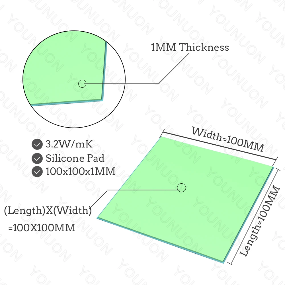 2PCS 100X1MM Green