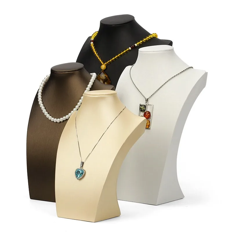 

Leather Necklace Display Stand Mannequin Necklaces Storage Rack Wholesale Jewelry Show Holder Lady Jewellery Organizer Shelf