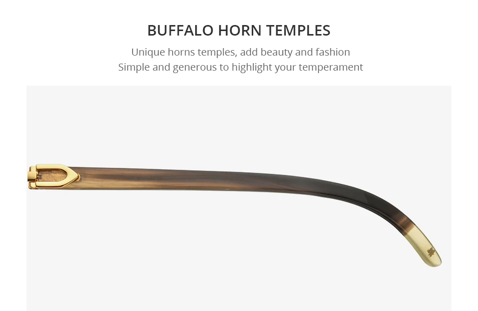 HEPIDEM Buffalo Horn Brille Männer Luxus Berühmte Marke Design Randlose Brillen Rahmen Frauen Rahmenlose Weiß Buffs Holz Brillen – Detail 6