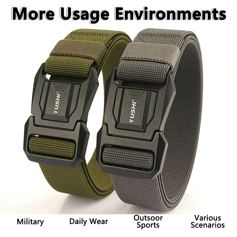 TUSHI New Men's Casual Woven Elastic Belt For Outdoor Rock Climbing Training Work Tactical Belt Military Belt Paired Jeans Belt