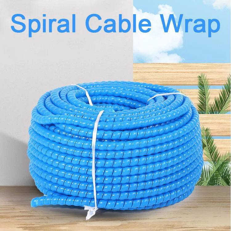 1Meter Winding Tube Cable Organizer Pipe Protection Spiral Wrap Wire Protector Cover Cable Management Clips Holder 14mm Diameter