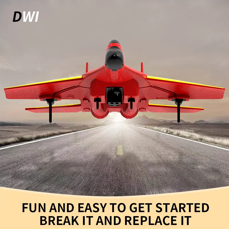 DWi RC Foam Vliegtuig 2.4G Afstandsbediening Zweefvliegtuig Straaljager met Cool LED Licht Speelgoed Cadeau voor Jongens Kinderen afstandsbediening vliegtuigen