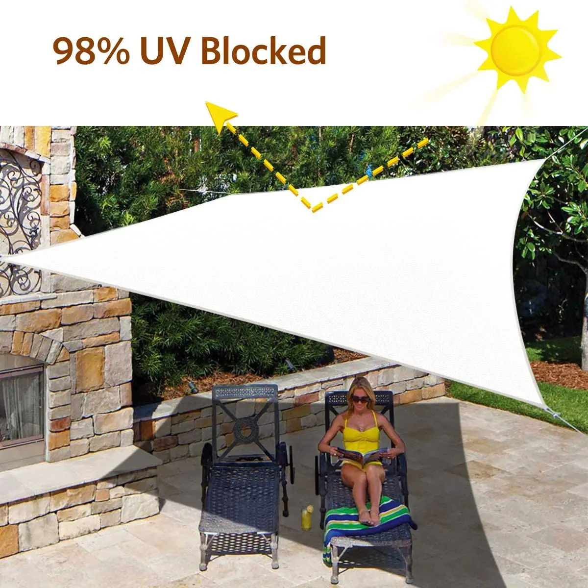 Impermeável Branco Sun Shade, Vela, Praça, Retângulo, Triângulo, Jardim, Terraço, Sombra Piscina, Acampamento, Caminhadas, Quintal Toldo, Todos os