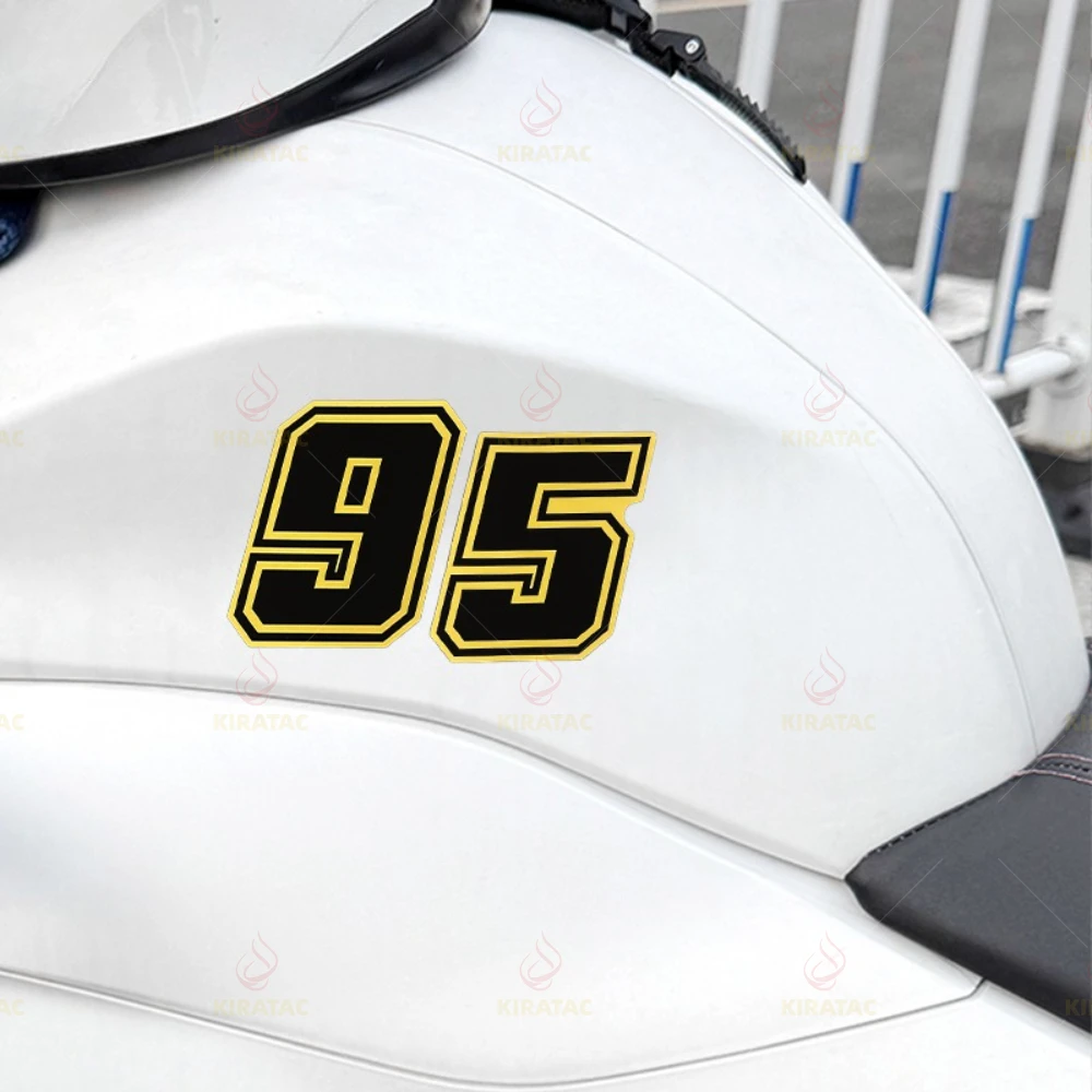2PCS Racing Number Sticker 0-9 Gold Holographic Vinyl Decal Waterproof Car Motorcycle Helmet Window Bumper Decor