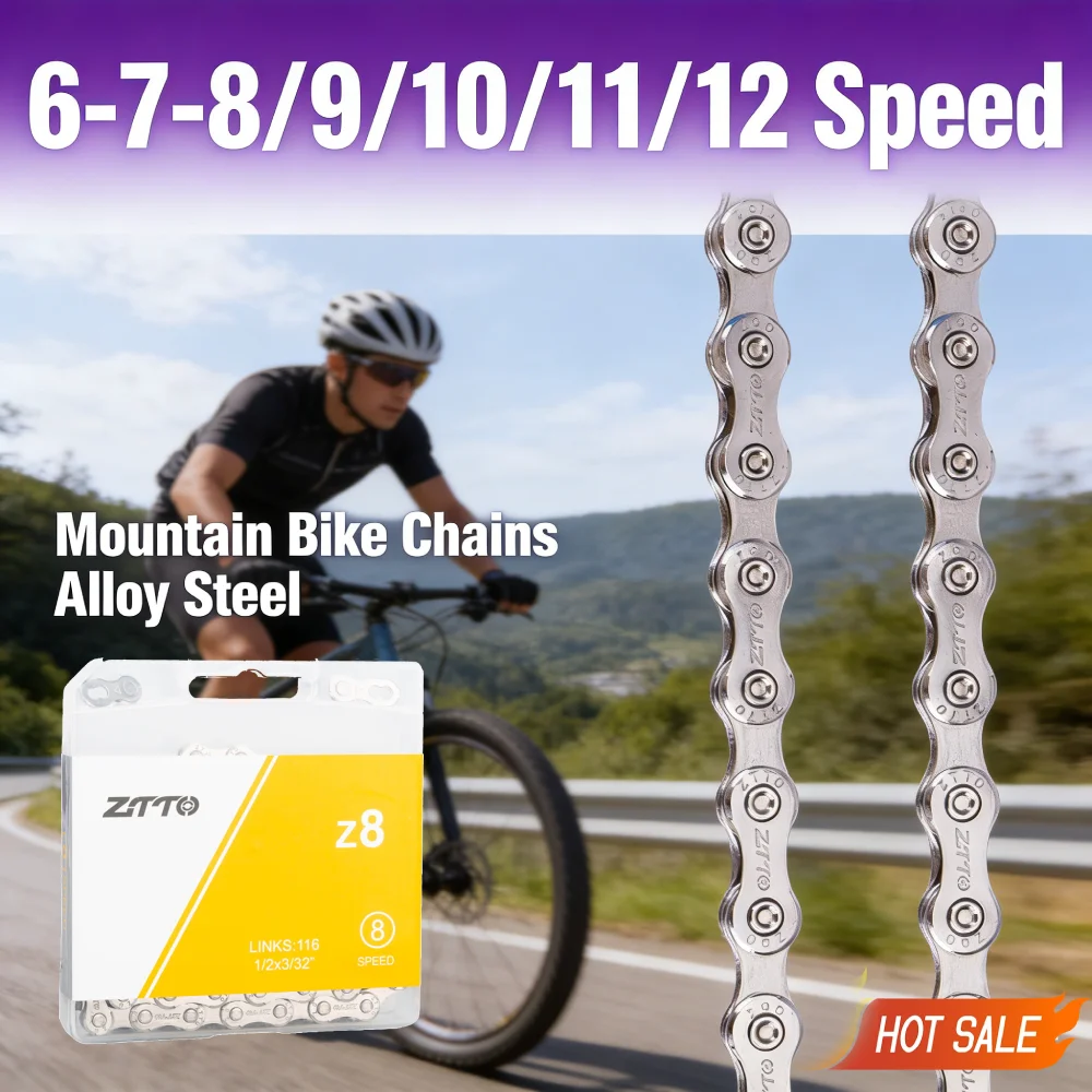 

6-7-8/9/10/11/12 Speed Mountain Bike Chains with Missing Link Bicycle Chain Universal Bike Chains for Road Mountain Bike