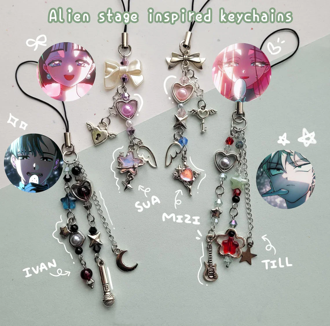PRE-ORDER- Alien stage IvanTill, MiziSua, LukaHyuna, phone charm PRE-ORDER- Alien stage IvanTill, MiziSua, LukaHyuna, phone charm
