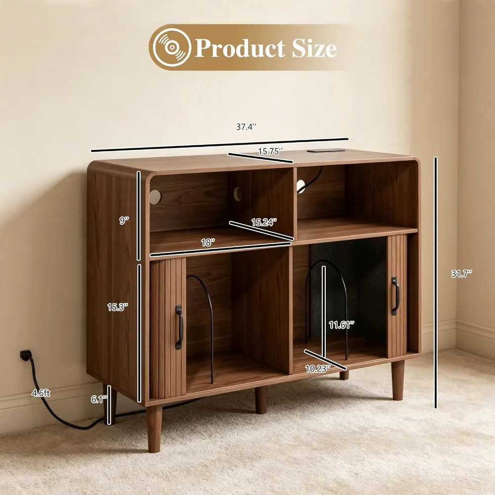 Style Sideboard Cabinet with Coffee Bar Console, Spacious Tabletop, Sliding Door, Adjustable Legs for Kitchen & Entryway