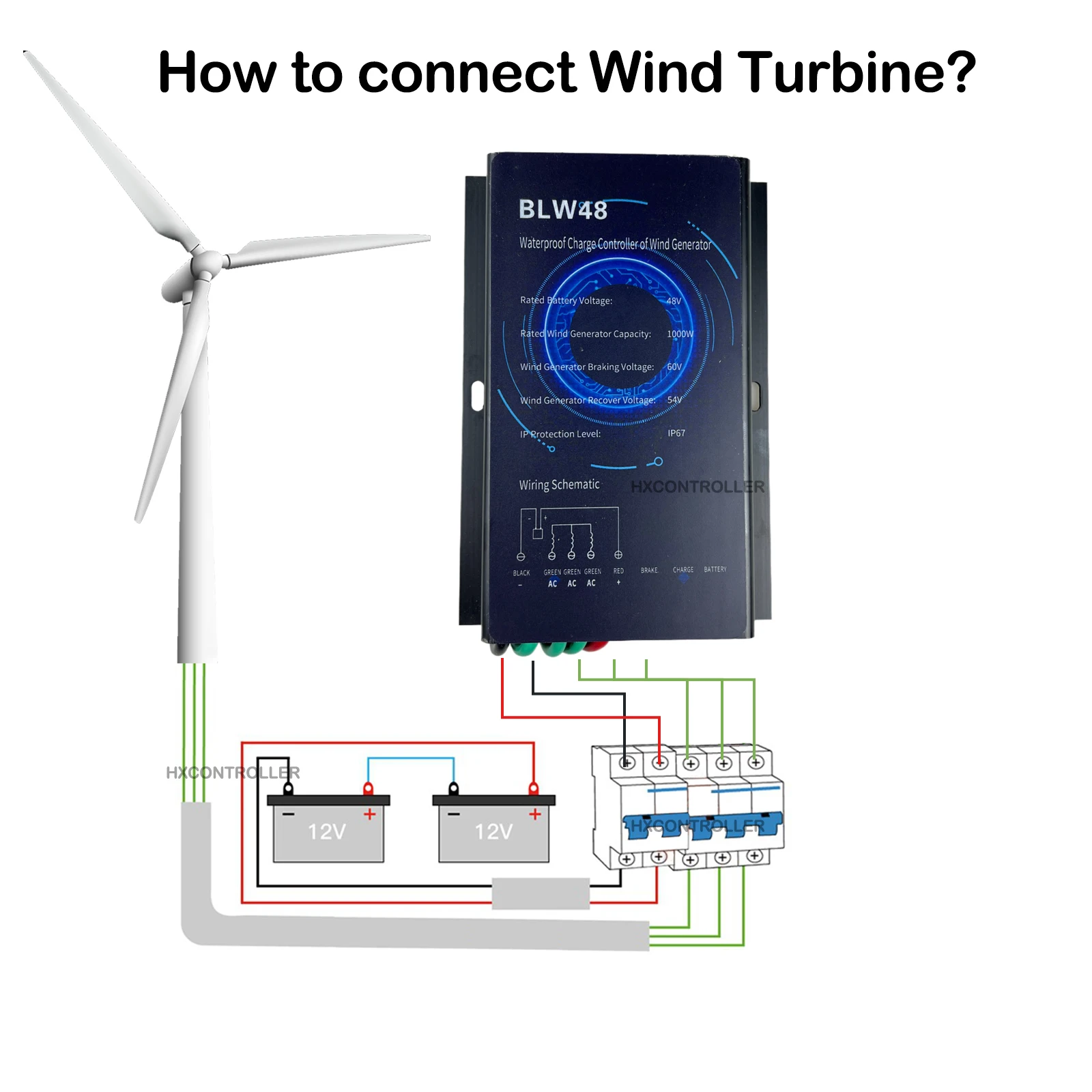 

12V 24V 48V Wind Turbine Controller 0‑1000W Step Up Type MPPT Wind Controller 70A Wind Turbine Controller IP65 For Lifepo4 GEL