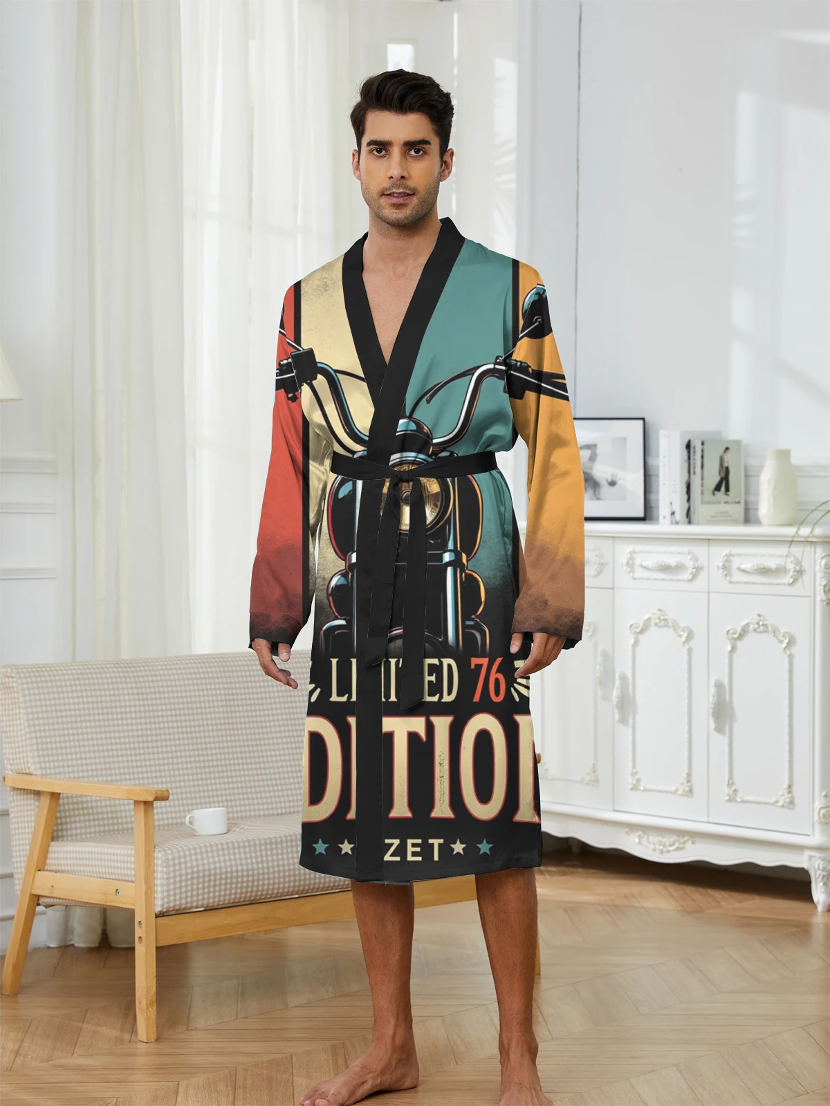 1pcs Men's Robes 2026 Spring/Summer dressing gown Graphic Breathable 3D Printed Robes Bathrobe men Shower robe bath robe