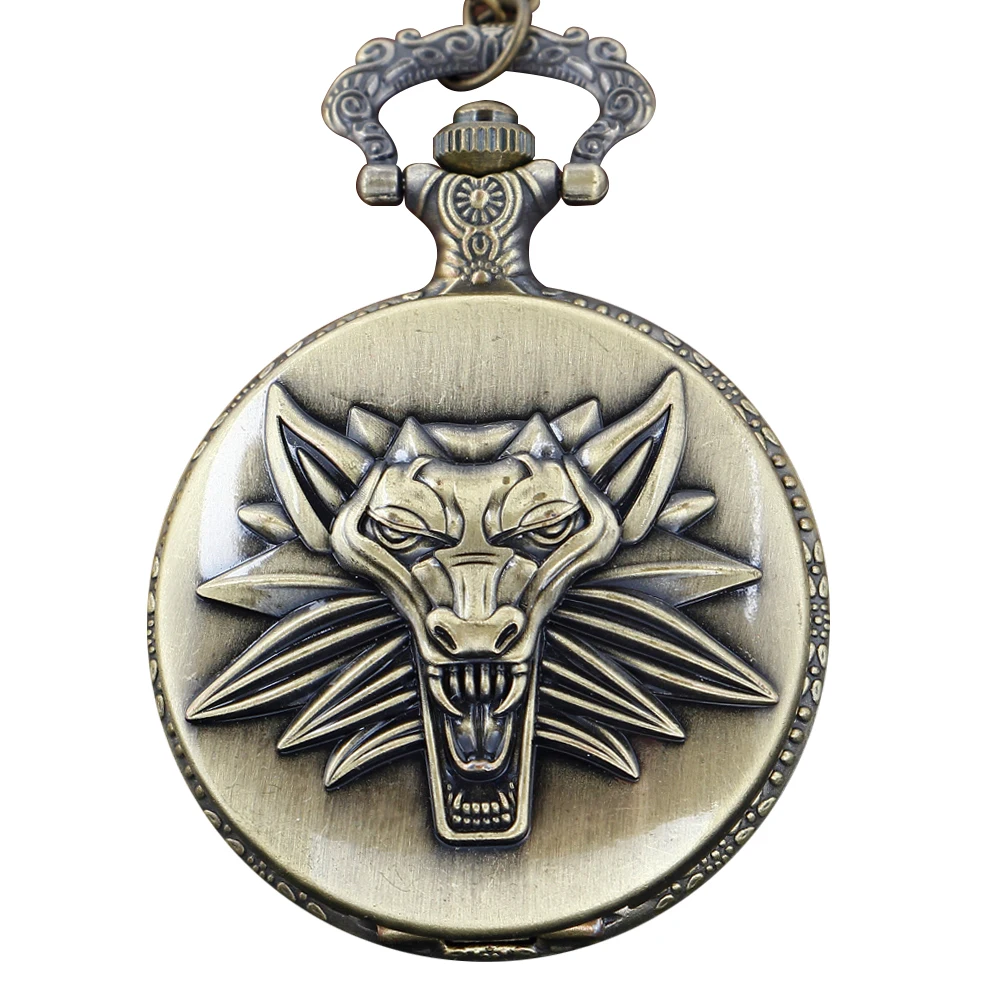 Classic Horror Werewolf Horror Avatar Quartz Pocket Watch Retro Fashion Men's and Women's Necklace Accessories Student Clock