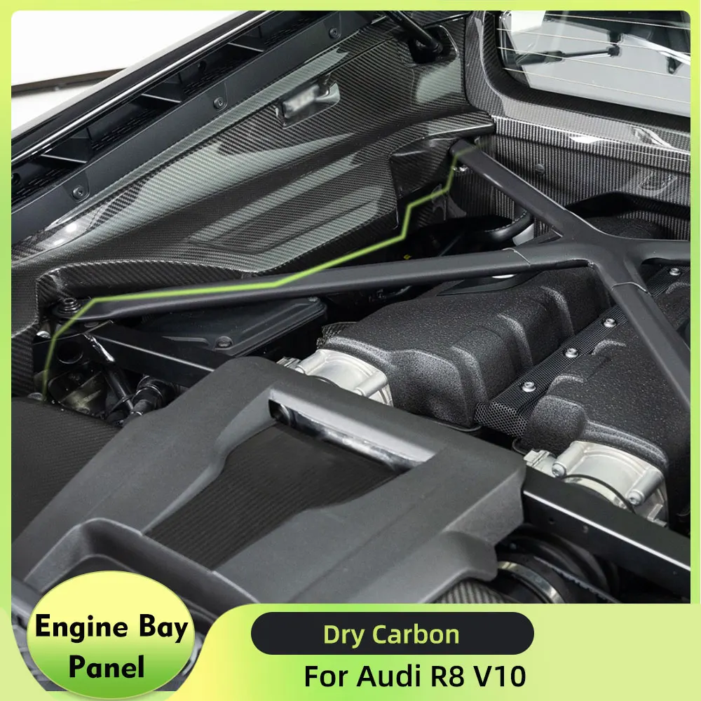 

Панель моторного отсека из сухого карбона (препрег) для Audi R8 V10 RWD Coupe 2022-2023, сменные детали отделки моторного отсека
