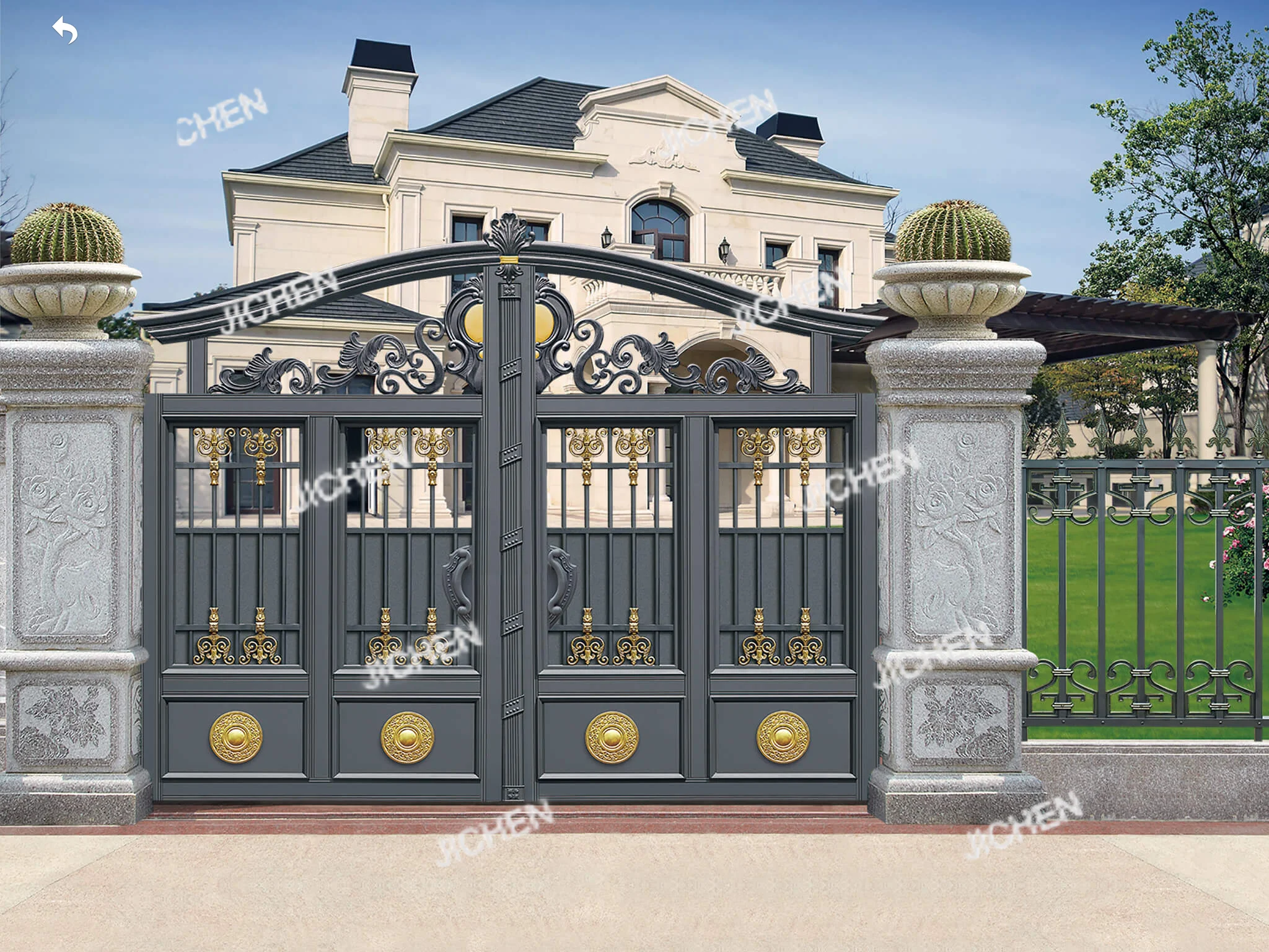 

European Style Cast Aluminium Gates Villa Doors Electric Garden Gates Aluminium Courtyard Gate