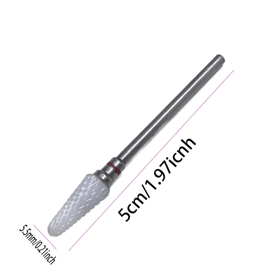 5Pcs Ceramic Safety Flame Nail Drill Bit Set 3/32in Shank for Cuticle Cleaning Electric Manicure Pedicure E File