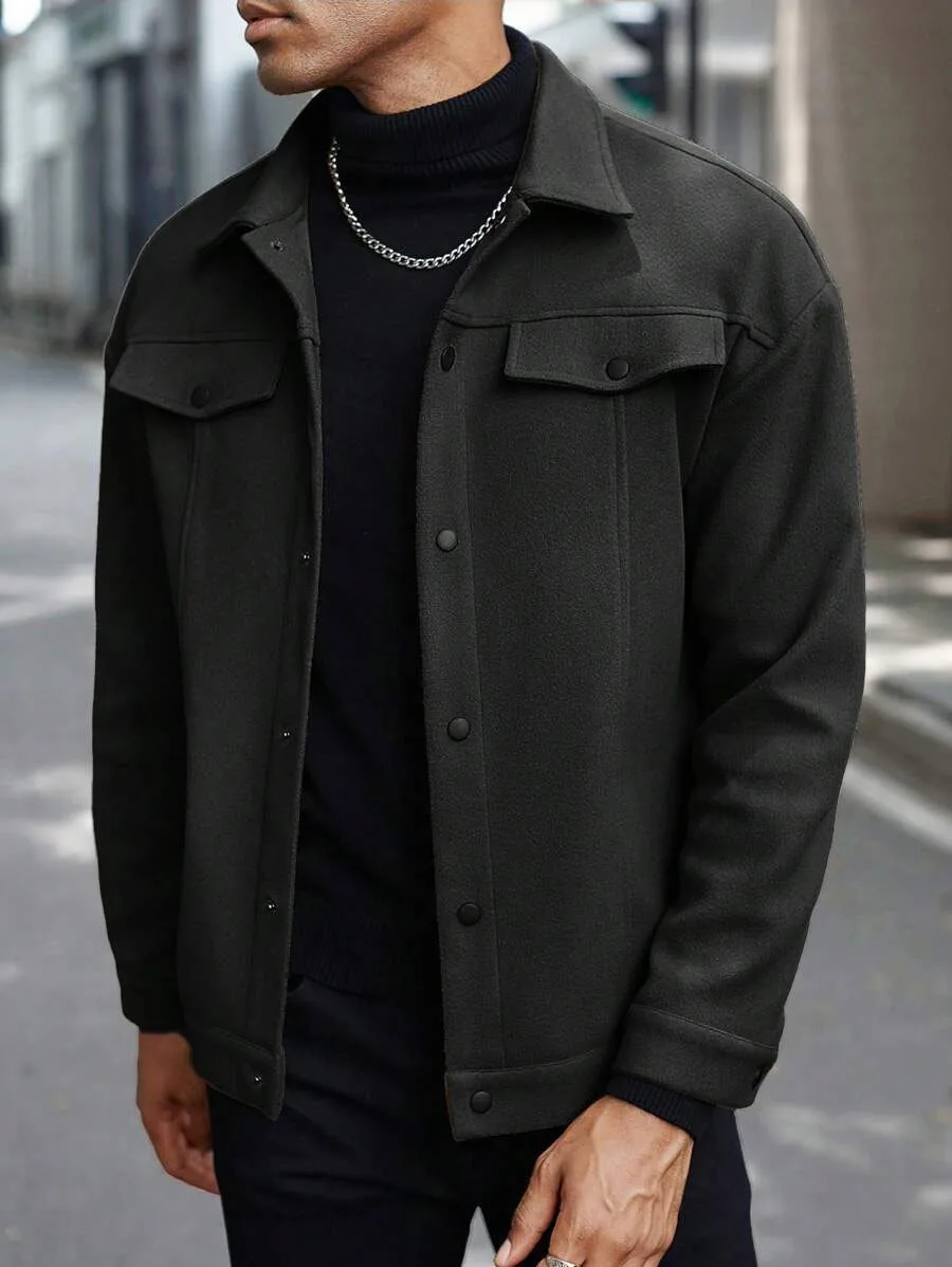 2025 Winter New Men's Fashion Casual Men's Woolen Jacket European Size
