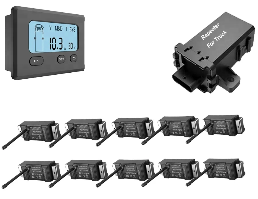 

TD20-10 200psi Wireless TPMS 10 Wheel Sensor Truck Tire Pressure Monitoring System For Trucks And Buses