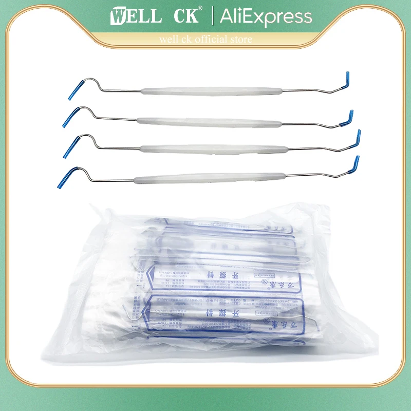 100pcs Dental Disposable Probe Explorer Double Ends Explorer Plastic Handle Sterilized Disposable Dental Probe