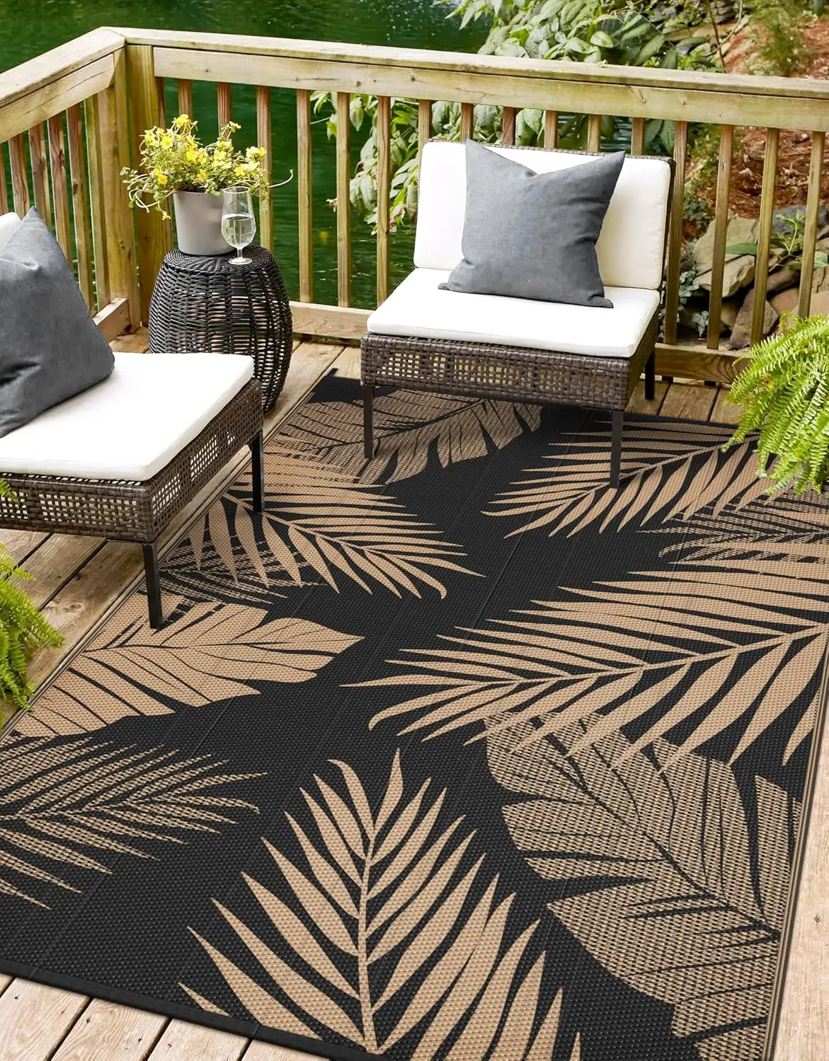 

Outdoor Rug 4’x6’ Waterproof for Patio Clearance, Reversible Indoor Outdoor Plastic Straw Camping Rug Carpet, RV Mat, Large