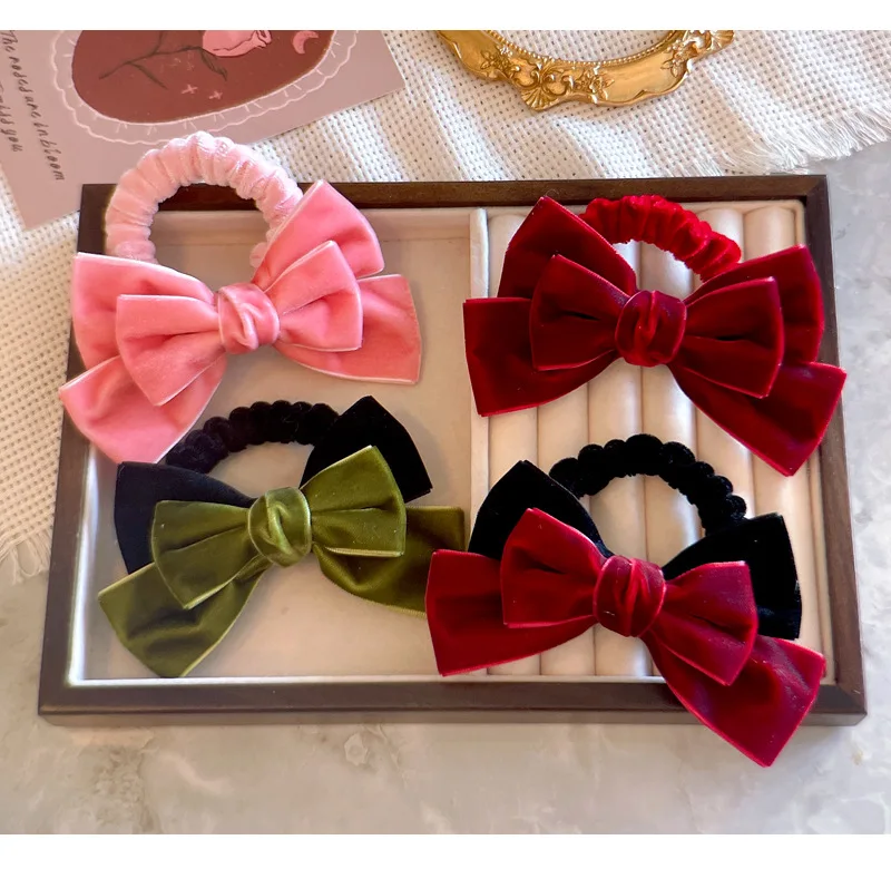 Lindos Lazos para el Cabello de Terciopelo Rojo, Elásticos para Cola de Caballo, para Mujeres, Accesorios Versátiles para el Cabello de Uso Diario, Pequeñas Cintas Elásticas para el Cabello