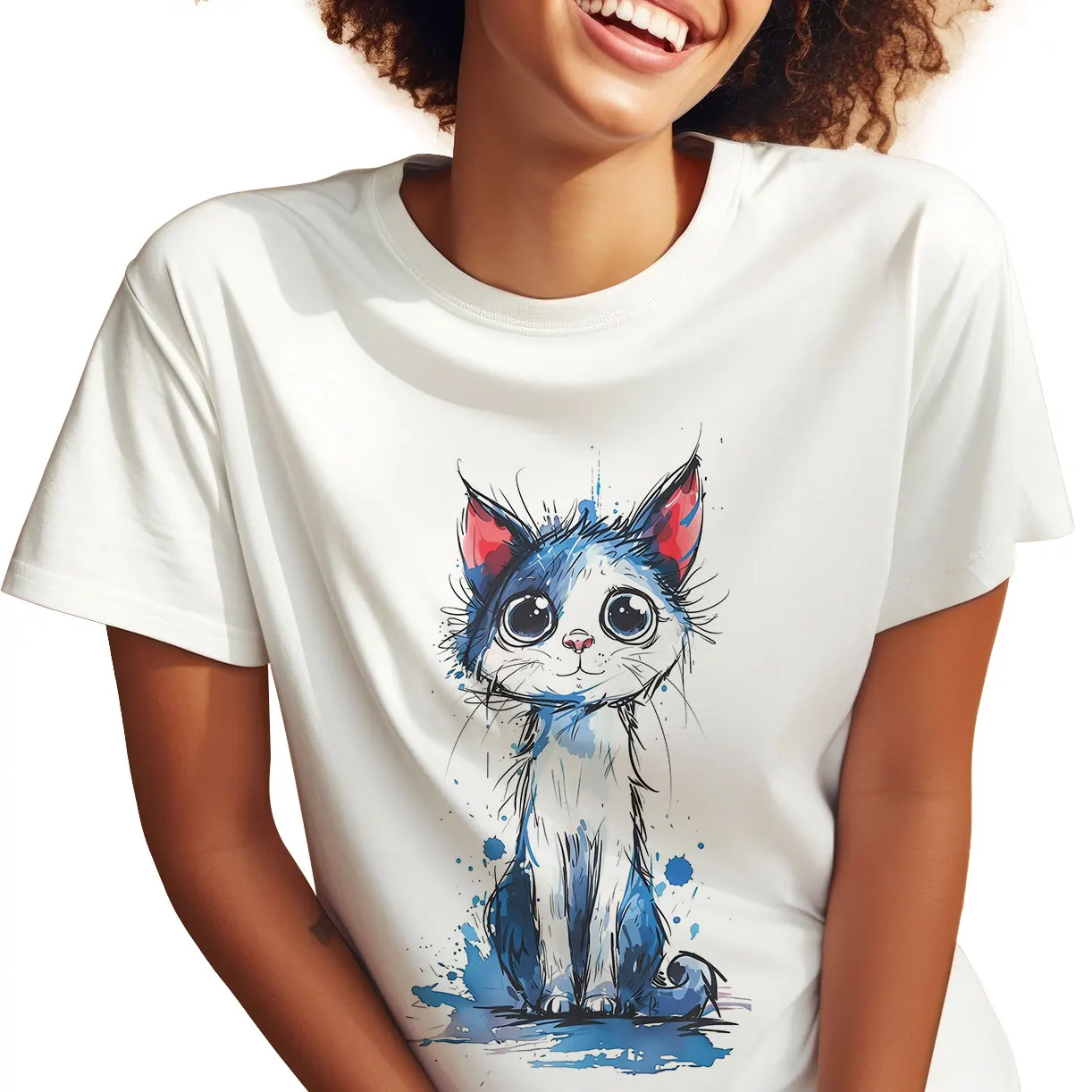 Funny Cute Cat Graphic Tee Woman Clothing Loose T shirts Summer Women's T-shirt Female Short sleeved Casual Soft Top Sport Shirt