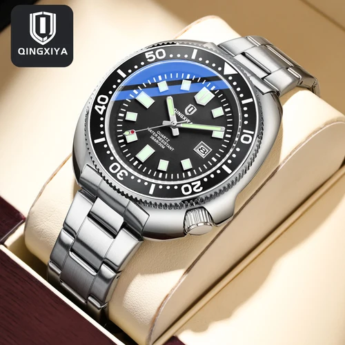 QINGXIYA nuevo diseño de moda reloj de cuarzo con fecha para hombres de acero inoxidable resistente al agua relojes luminosos para hombres reloj Masculino
