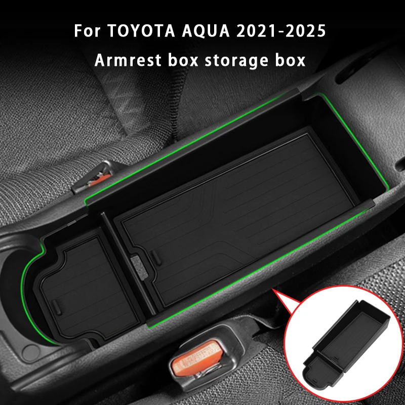 لتويوتا أكوا 2021-2025 وحدة التحكم المركزية مسند الذراع صندوق تخزين ABS مسند الذراع صندوق تخزين درج منظم اكسسوارات السيارات الداخلية #1