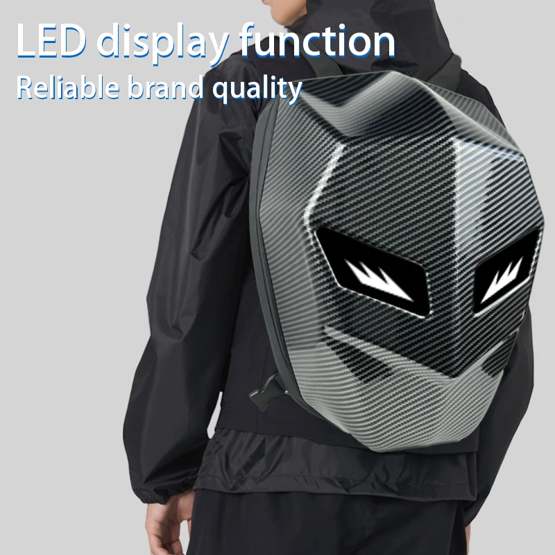 

Rider Motorcycle LED Backpack Light Bluetooth DIY Carbon fiber motorcycle riding bag Full helmet Sports waterproof bag