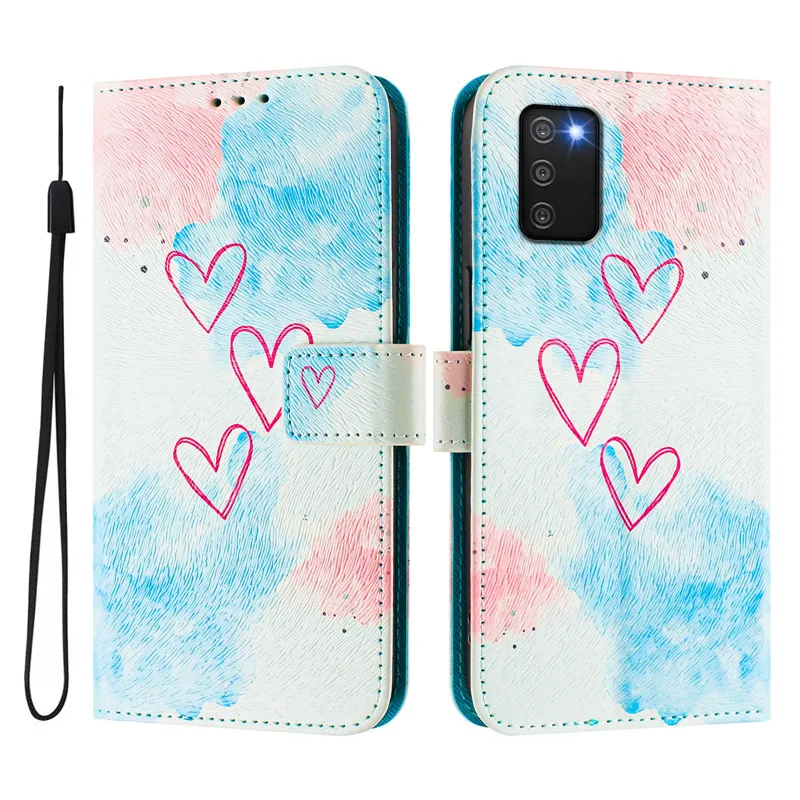 A03 casing ponsel kulit, sarung HP dicat magnetik untuk Samsung Galaxy A03s A02s A02 A01 M02 A03 Core A037F Coque