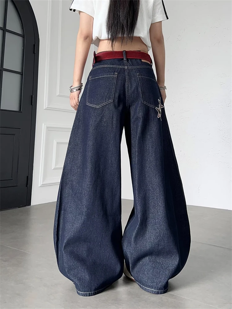 Women's Leopard Star Pattern Street Casual Pants Punk Retro Bottoms Girls High Waist Y2k Trousers Female Wide Leg Sweatpants