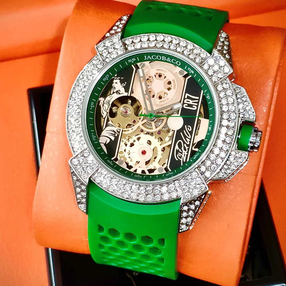 

TOP Very Hot Jacob & Co Original Brand Watches For Mens Full Diamond Automatic Mechanical Wristatch High Quality AAA Clocks