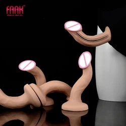 FAAK Dual Density Silicone Strapon Realistic Dildo Skin Touch Posable Steel Core Penis Sex Toys For Women Men G-spot Stimulate