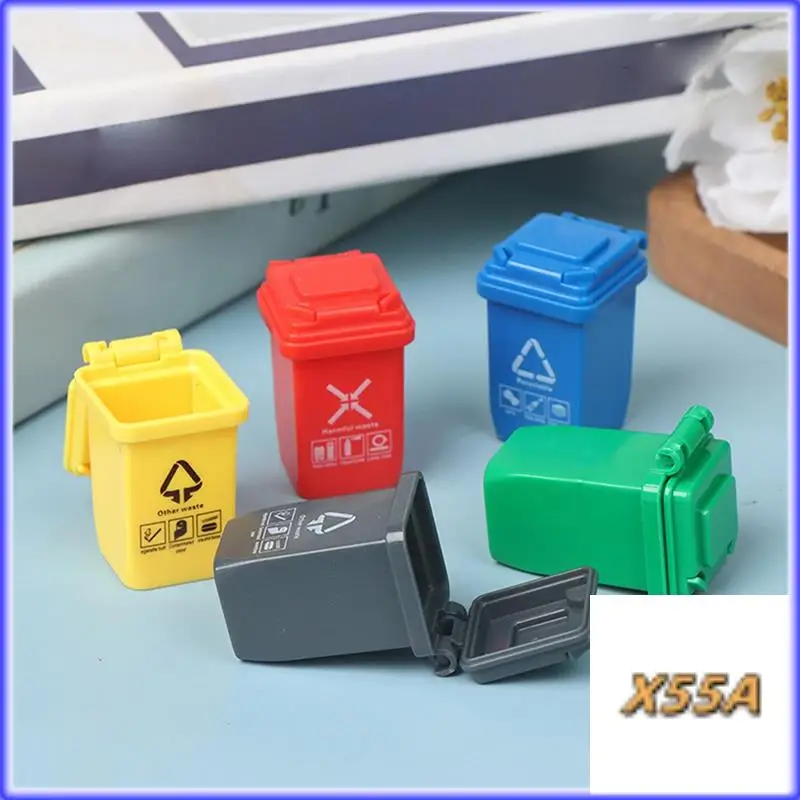 XX-5 pezzi casa in miniatura bidone della spazzatura modello accessori parti mobili camion della spazzatura lattine bordo del veicolo bidone regali