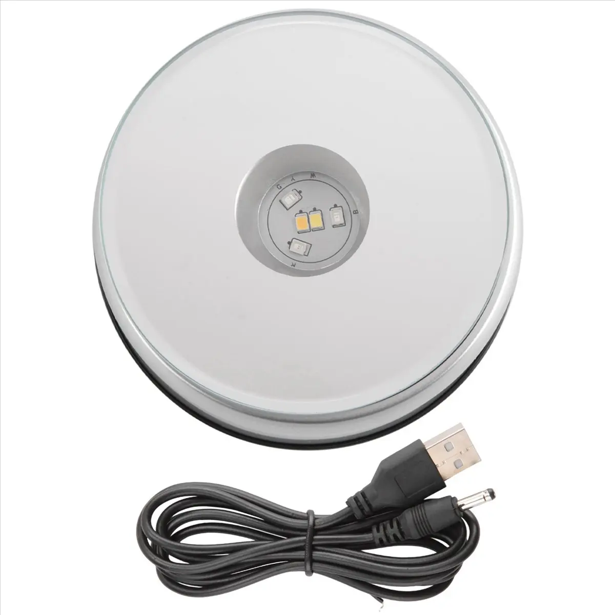 X17A NEW Display Turntable Base for Crystals Glass Art,LED Colored Rotating Crystal Display Base Stand with USB Cable