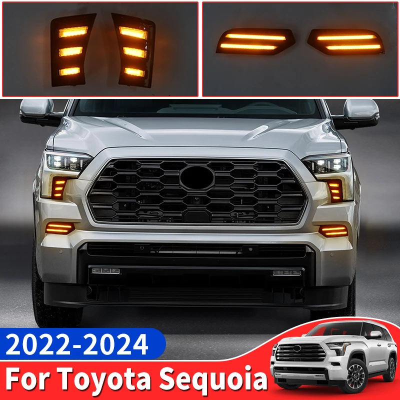 

For 2022-2024 Toyota sequoia Daytime Driving Lamp Led Dynamic Turn Signal Fog Light Modification Accessories 2022 2023