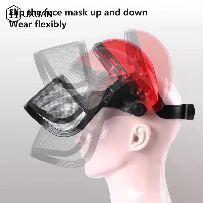 

Защитная маска из ПВХ с креплением на голову, противоскользящая маска для травы, противопыльная маска для резки шляпы, избегайте защитной маски для экрана лица