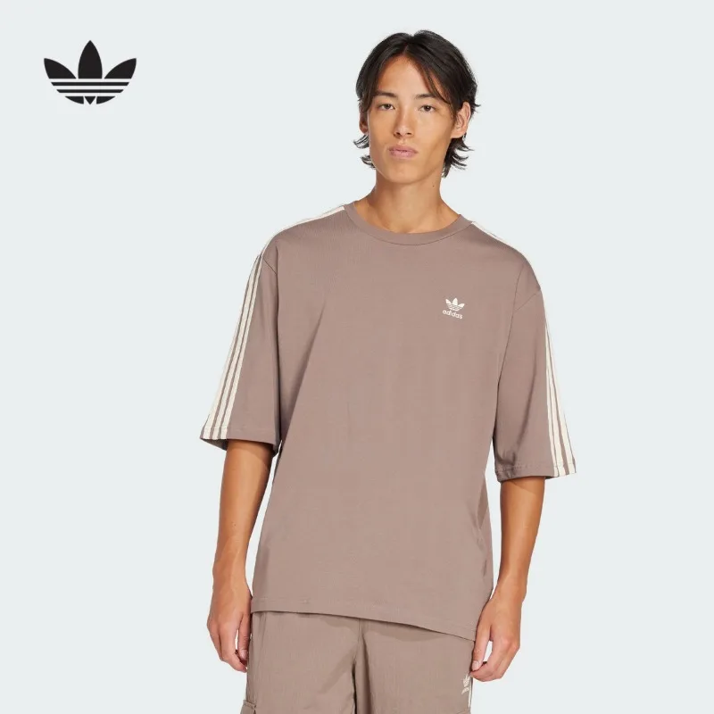 oversizedAdidas Clover Three Stripes Half Sleeve 2025 Summer Men's OVERSIZE Short Sleeve T-Shirt JP1058