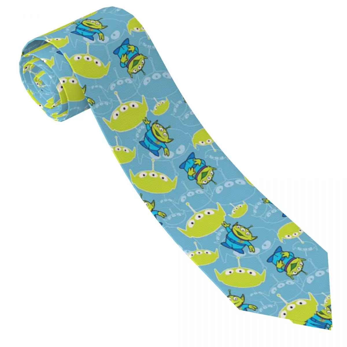 Custom Mens Toy Story Green Aliens Necktie Anime Fashion Tie For Banquet