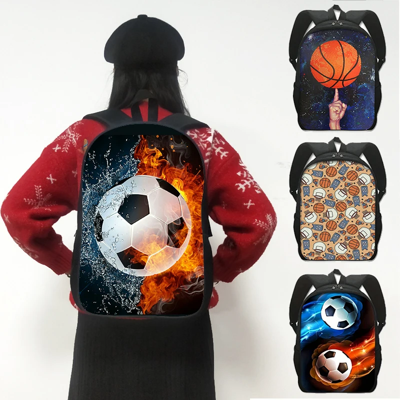 

Footbally Soccerly Print Backpack for Teenager Boys for Travel School Bags Canvas Basketball Book Bag Laptop Daypack Rucksacks