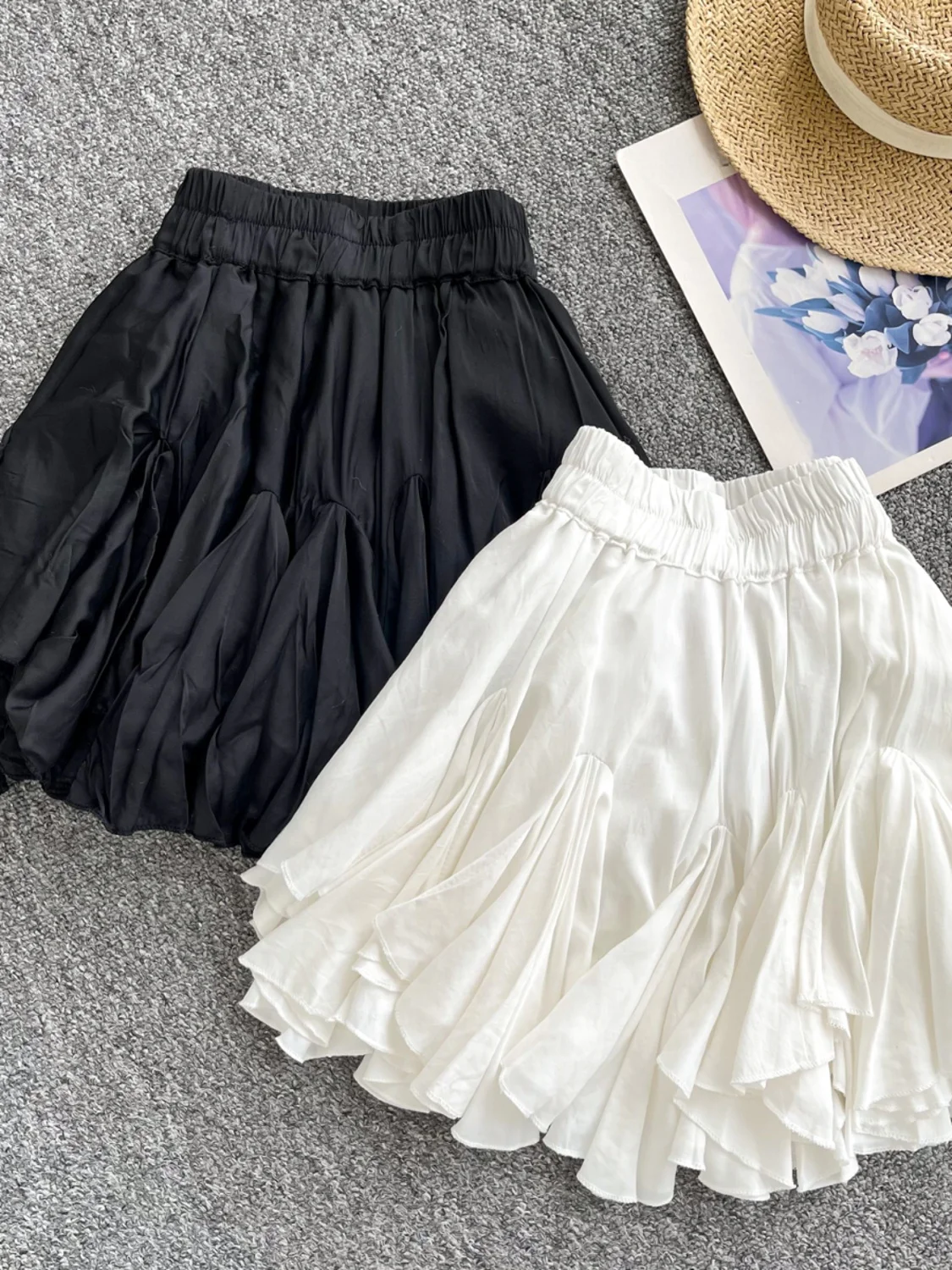 Pure Desire Summer Faion High Waist Asymmetrical Lace Hem  Skirt for Women Korean Sle Commute A-Line Skirt