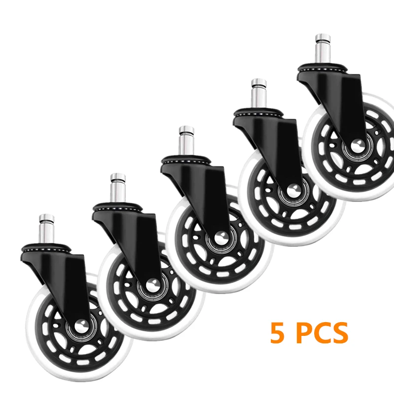 5 Pcs/Lot 2.5/3 Inch Casters Office Chair M10/M11 Mute Universal Wheel Pu Circling Caster Strong Bearing Transparent Wheel