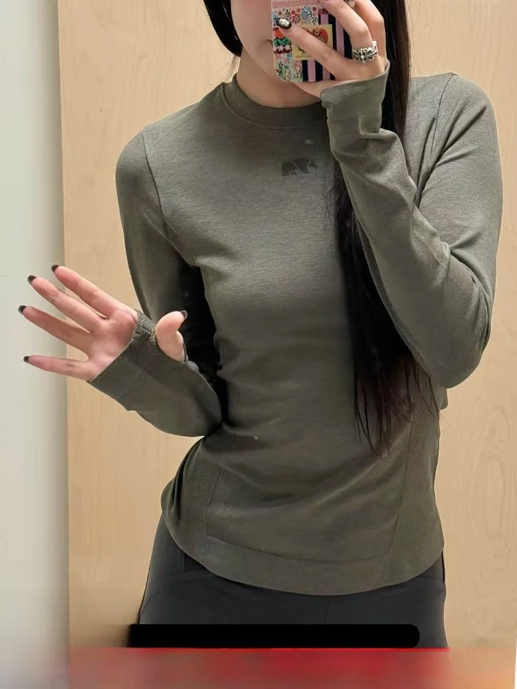 

Women's ST Series Sl Knitted Yoga T-irt Long Sve Spor Qui Dry Technology Polyester Fiber round Ne Top