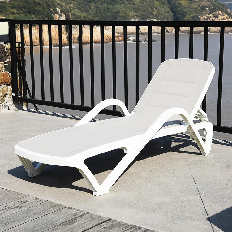 Garden Sunbed Swimming Poolside Fabric Patio Outdoor Plastic Beach Sun Lounger with Padded Teslin