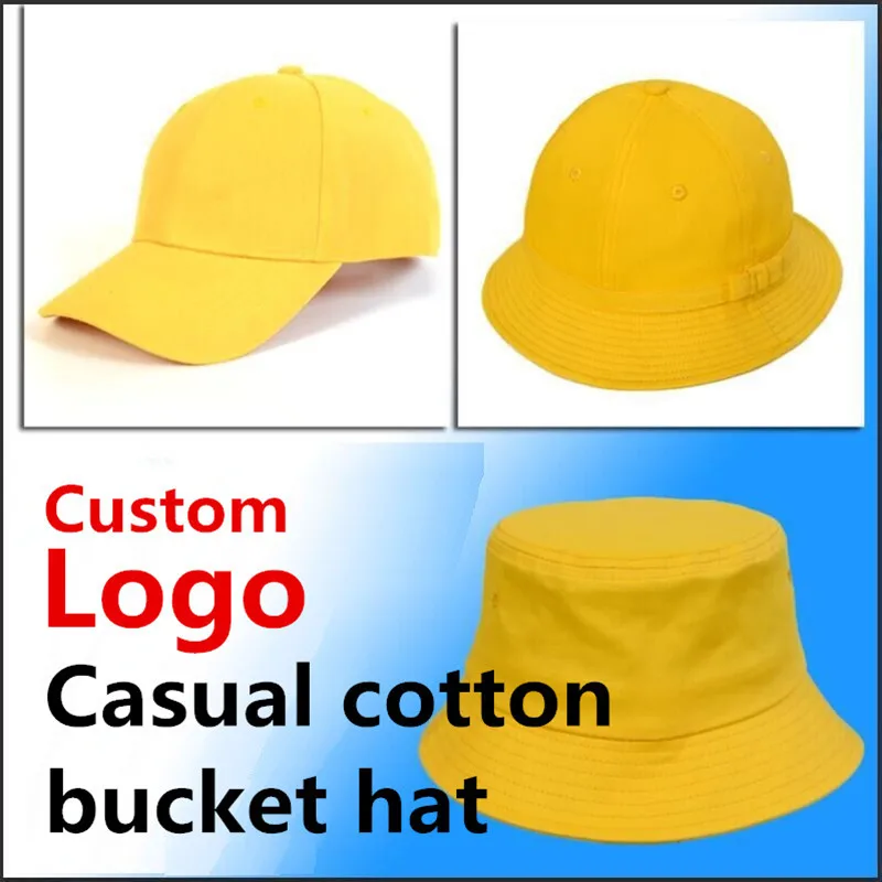

Custom logo bucket hat for baby girls Summer Sun hat for child Fisherman cap boy class team office promotional AD Bucket hat